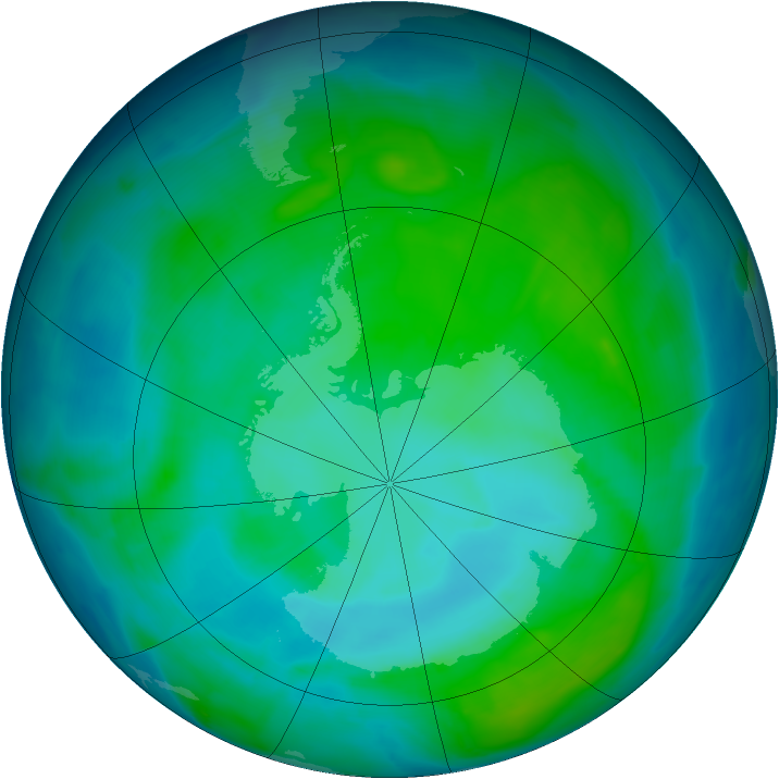 Antarctic ozone map for 07 January 2014